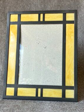 Stained Glass Picture Frame For 5X7 Photo in Buttery Yellow / Butterscotch